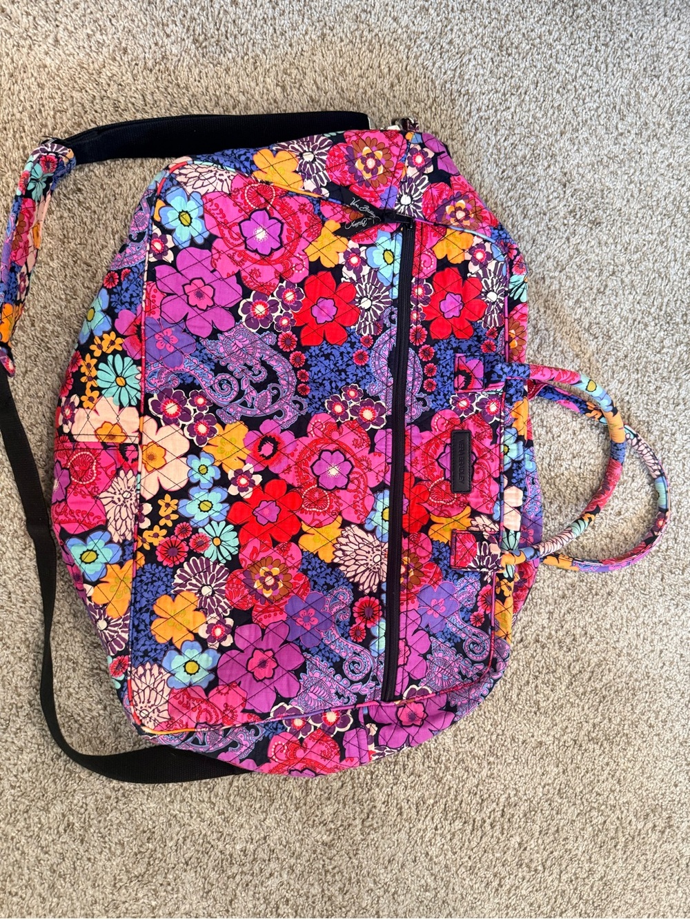 Vera Bradley Quilted Travel Tote in Pink, Purple, Yellow, Blue